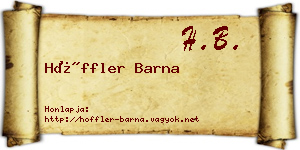 Höffler Barna névjegykártya